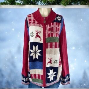 Christopher & Banks Large Women Holiday Cardigan Sweater Y2K 90S